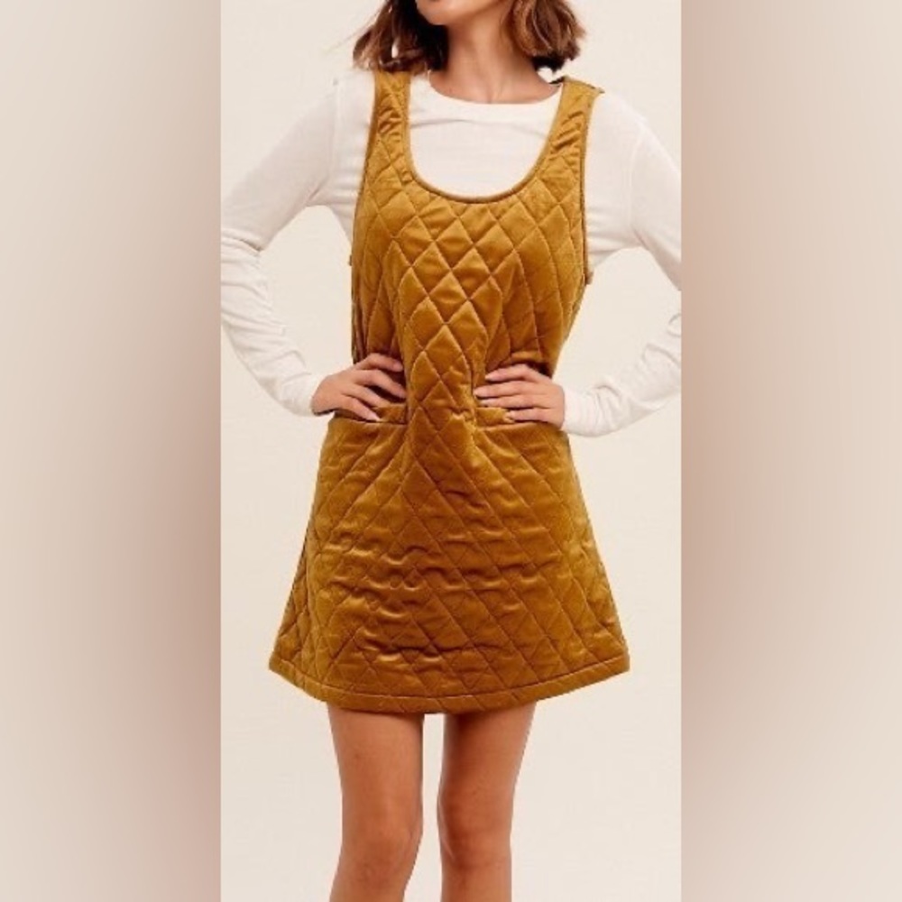 NWT Listicle - Mustard Velvet Quilted Dress